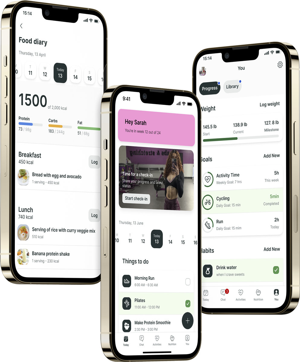 A mockup of the coaching app showcasing the features.